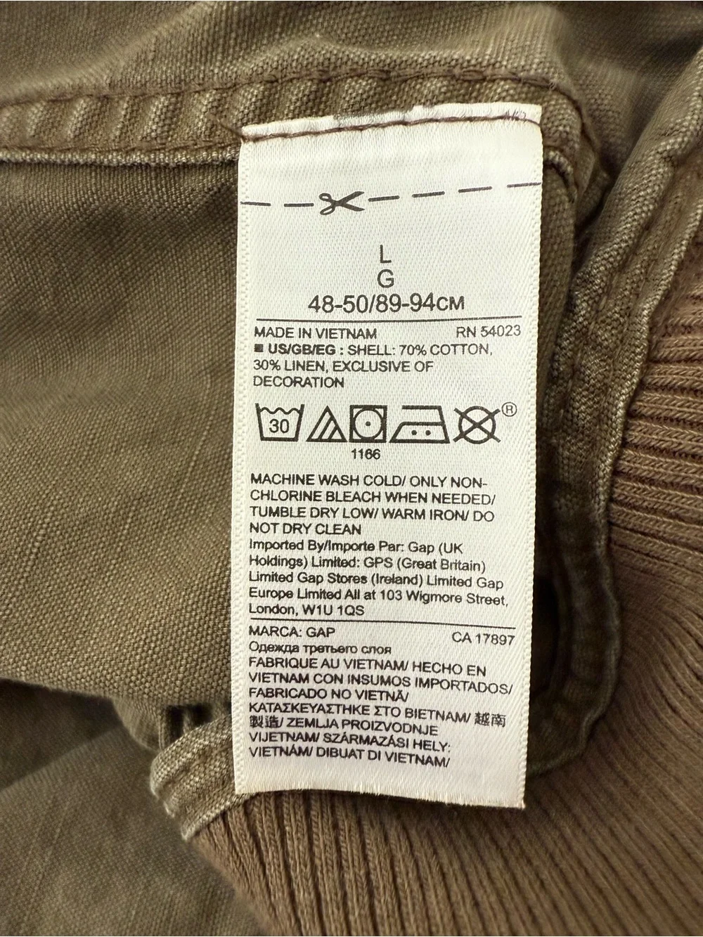 Gap Bomber Jacket in olive cotton linen - Picture 5 of 5